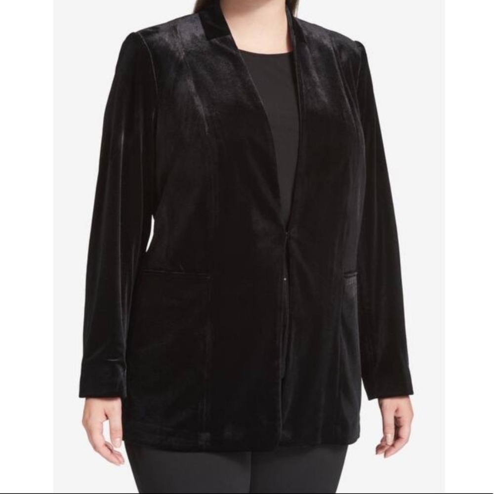 Calvin Klein Plus Velvet Front Clasp Jacket,NWOT - Picture 2 of 11